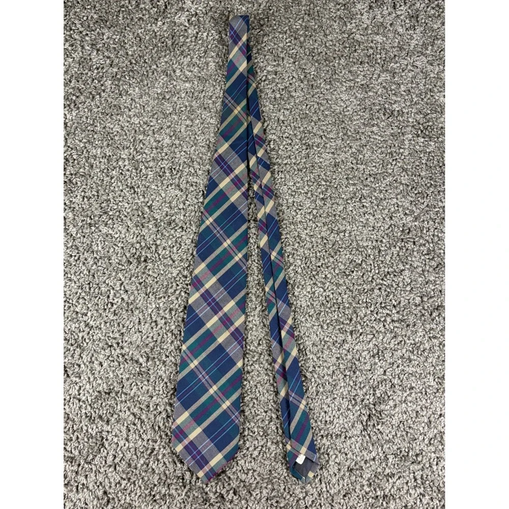 Pendleton Mens Plaid Wool Tie Navy Green Purple Tan Made in USA A219-168